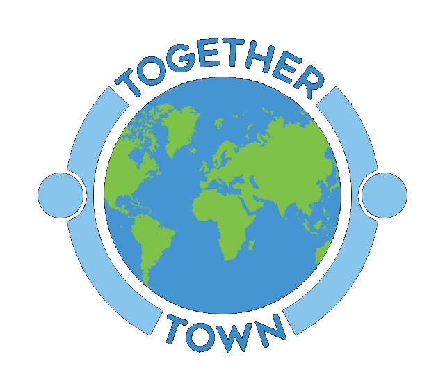 Together Town logo — a globe embraced by human figures